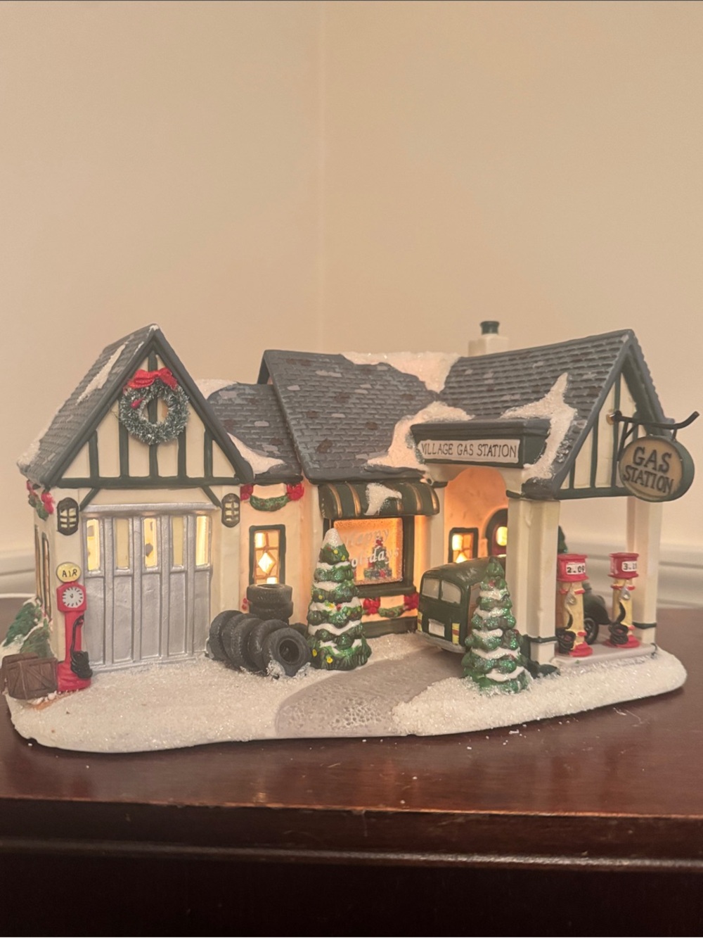 St. Nicholas Square Holiday Village Gas Station - White, Green & Red